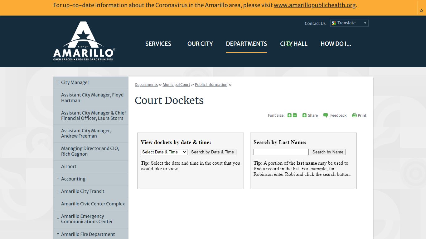 Court Dockets | City of Amarillo, TX
